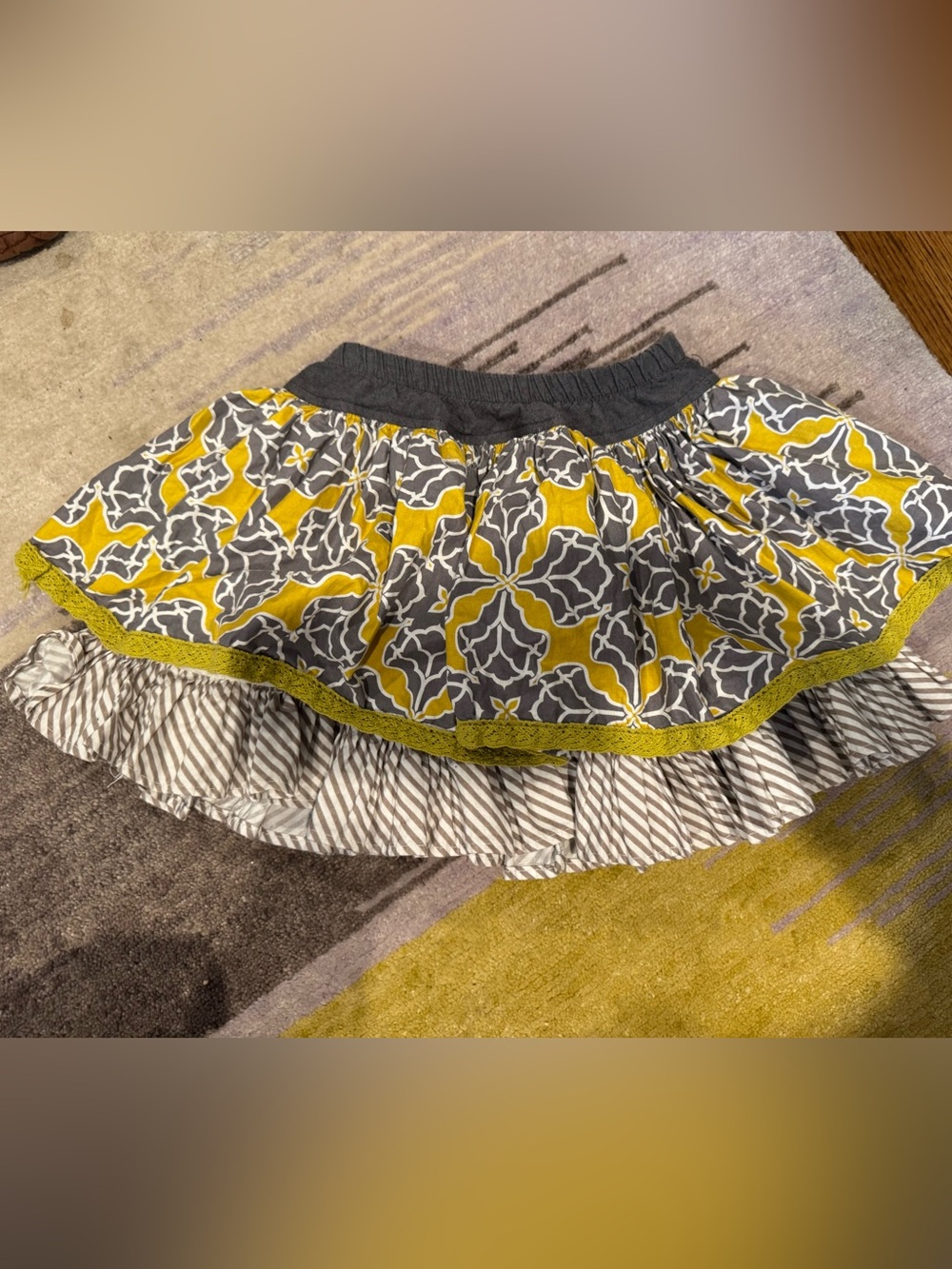 Persnickety Yellow and Gray Patterned Circle Skirt